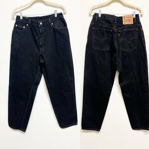 Levis Vintage Mens Black Relaxed Fit Tapered Leg 550 Denim Jeans Size 12 Reg